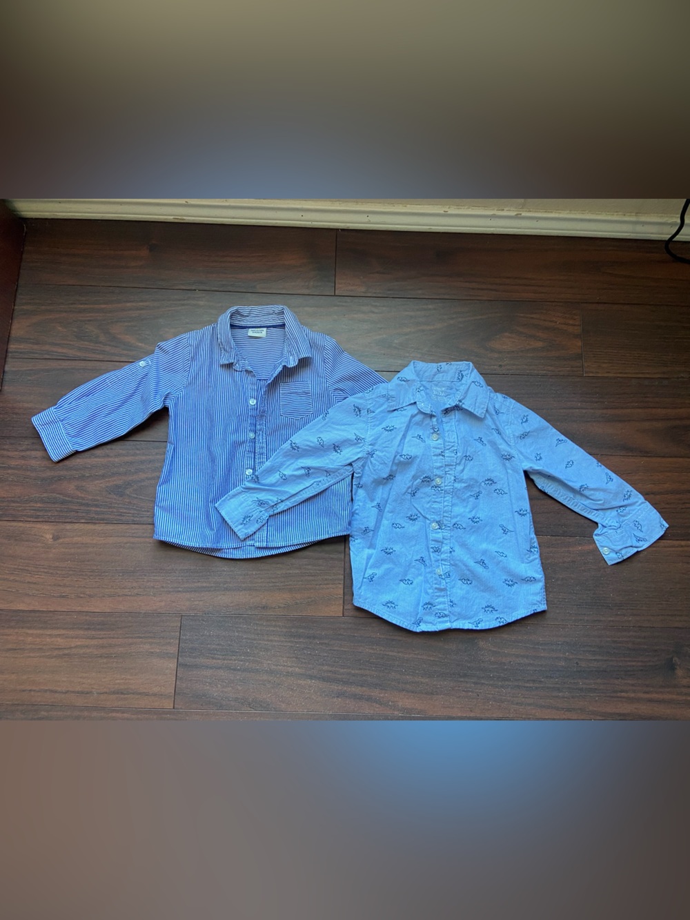 TWO COTTON LONG SLEEVE BUTTON FRONT COLLARED SHIRT BOYS 2y